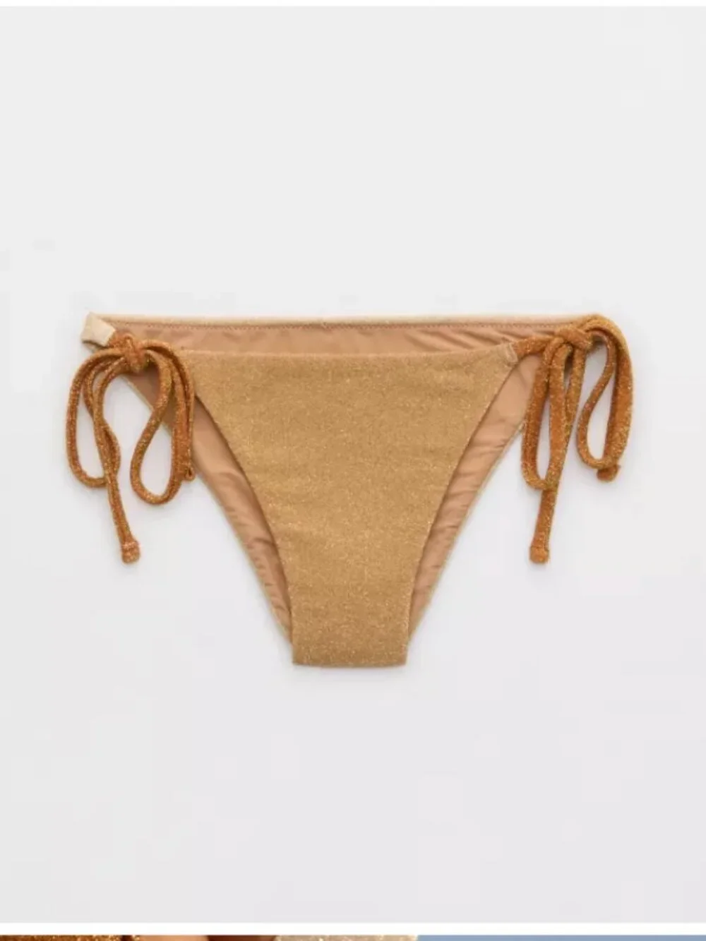 aerie Gold Shimmer Tie-Side Bikini Bottoms